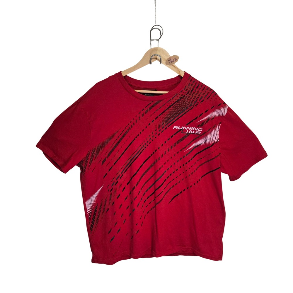 Atlas For Men Red Running Line Graphic Print T-Shirt Mens 2XL 3XL Short Sleeve